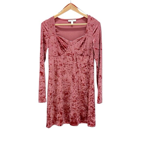 Party/Cocktail Long Sleeve Crushed Velvet Holiday Chic Mini Dress Juniors Large - Picture 2 of 12
